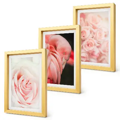 Bilderwand in Pastellrosa und mit Flamingo in zarten Farbtönen