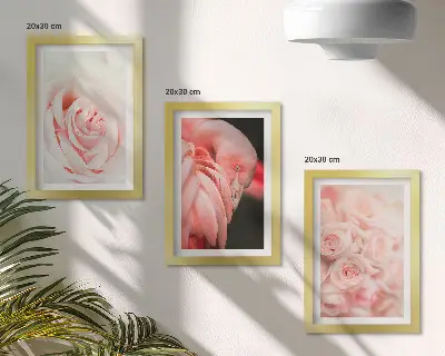 Bilderwand in Pastellrosa und mit Flamingo in zarten Farbtönen