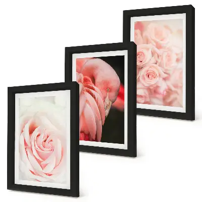 Bilderwand in Pastellrosa und mit Flamingo in zarten Farbtönen
