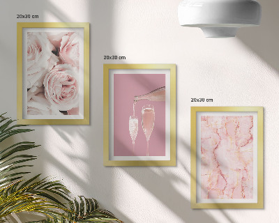Bilderset mit rahmen Champagnerfarbene Rosen und ein pastellfarbener Marmorhintergrund