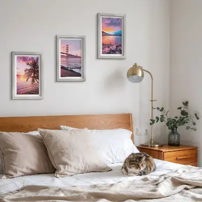 Fotowand mit Motiv Sonnenuntergang über Brücke und Wasserlandschaft