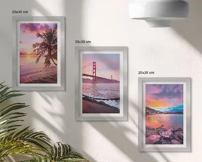 Fotowand mit Motiv Sonnenuntergang über Brücke und Wasserlandschaft