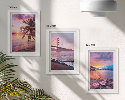 Fotowand Sonnenuntergänge über der Brücke und der Wasserlandschaft