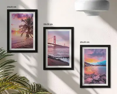 Fotowand mit Motiv Sonnenuntergang über Brücke und Wasserlandschaft