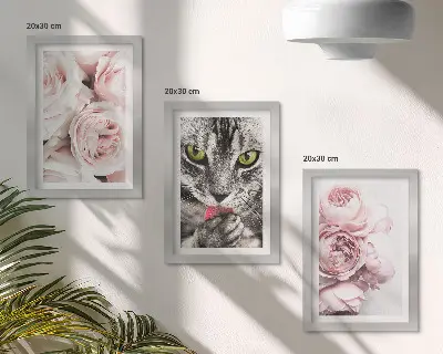 Fototapete Katze inmitten von rosa Rosen und Pfingstrosen