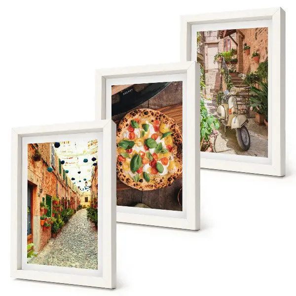 Fototapete charmante Gasse mit Pflanzen und italienischer Pizza