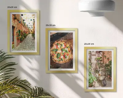 Fototapete charmante Gasse mit Pflanzen und italienischer Pizza