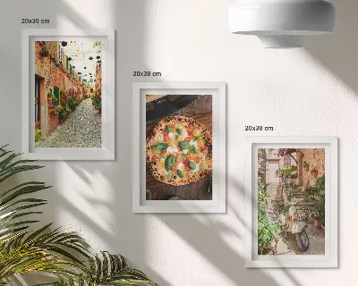 Fototapete charmante Gasse mit Pflanzen und italienischer Pizza
