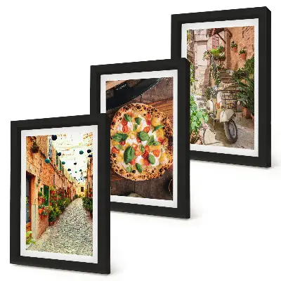 Fototapete charmante Gasse mit Pflanzen und italienischer Pizza
