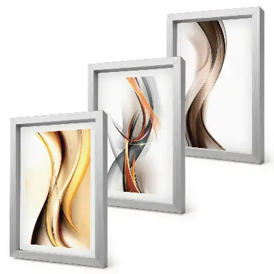 Bilderwand mit Wellenmotiv in Gelb-, Grau- und Brauntönen