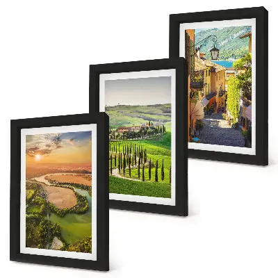 Fototapete italienische Landschaft mit Fluss, Hügeln und einer Stadtgasse