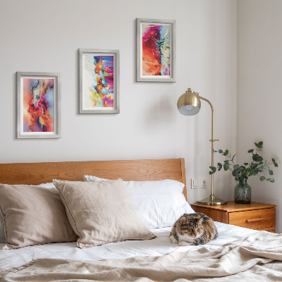 Bilderwand Farbenfrohe Abstraktionen mit dynamischen Formen und Gestalten