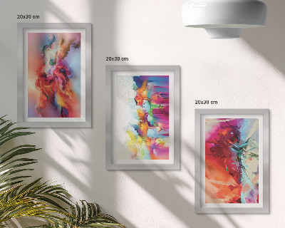 Bilderwand Farbenfrohe Abstraktionen mit dynamischen Formen und Gestalten