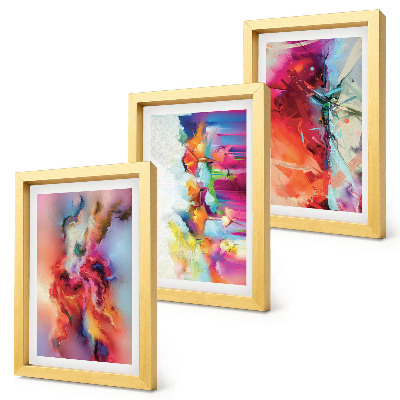 Bilderwand Farbenfrohe Abstraktionen mit dynamischen Formen und Gestalten