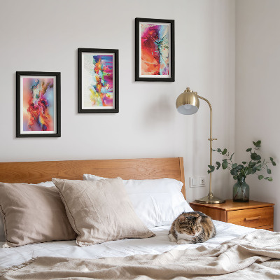 Bilderwand Farbenfrohe Abstraktionen mit dynamischen Formen und Gestalten