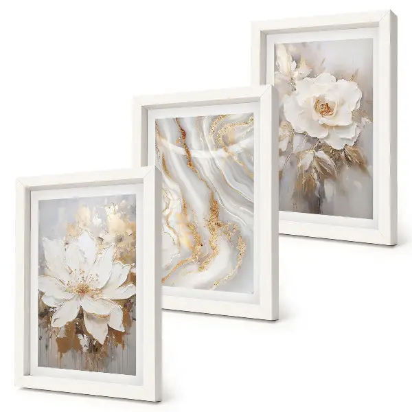 Fototapete mit Blumen und abstraktem Marmormuster
