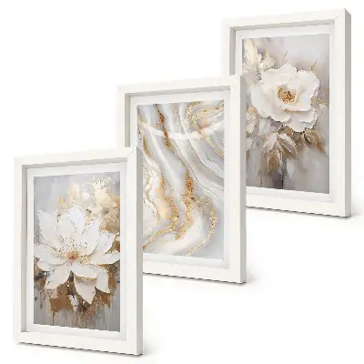 Fototapete mit Blumen und abstraktem Marmormuster