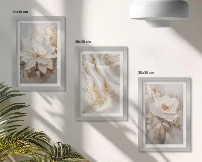 Fototapete mit Blumen und abstraktem Marmormuster