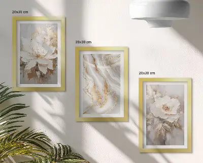 Fototapete mit Blumen und abstraktem Marmormuster