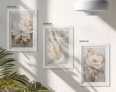 Fototapete mit Blumen und abstraktem Marmormuster