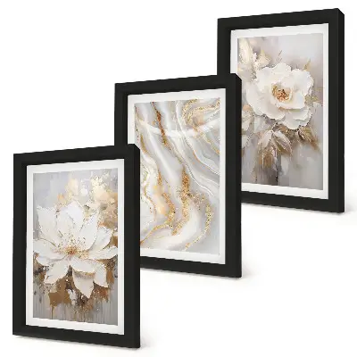 Fototapete mit Blumen und abstraktem Marmormuster