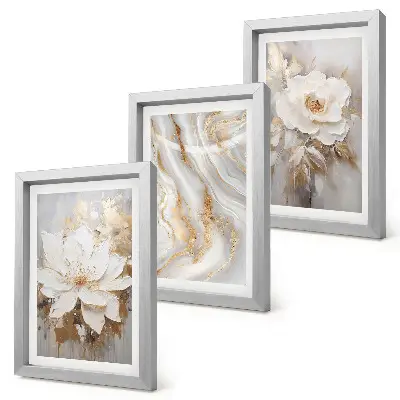 Fototapete mit Blumen und abstraktem Marmormuster