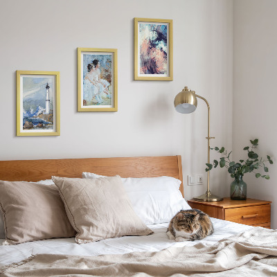 Bilderwand Gemalter abstrakter Leuchtturm und Tänzer