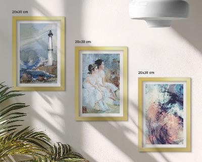 Bilderwand Gemalter abstrakter Leuchtturm und Tänzer
