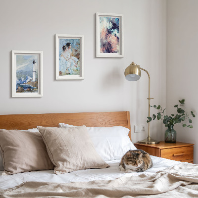 Bilderwand Gemalter abstrakter Leuchtturm und Tänzer