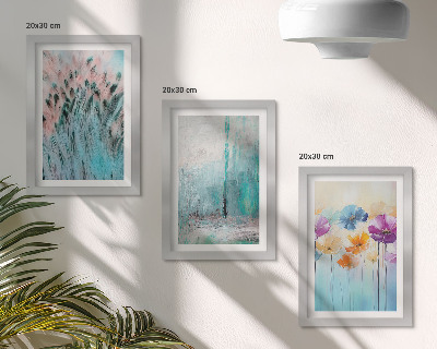 Fotowand Blumen vor einem Hintergrund aus Pastellfarben und zarten Mustern