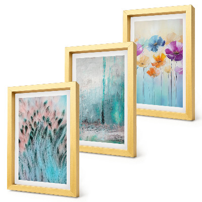 Fotowand Blumen vor einem Hintergrund aus Pastellfarben und zarten Mustern