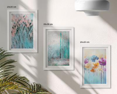 Fotowand Blumen vor einem Hintergrund aus Pastellfarben und zarten Mustern