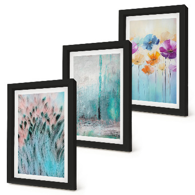 Fotowand Blumen vor einem Hintergrund aus Pastellfarben und zarten Mustern