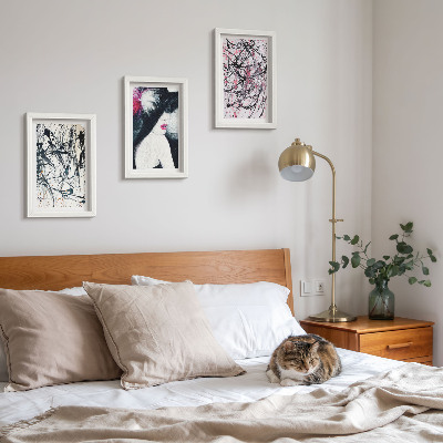 Bilderwand Abstrakte Farbmuster, Frau mit Hut