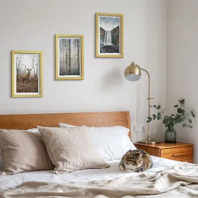 Bilderwand mit Waldlandschaften, wilder Natur und Hirschen