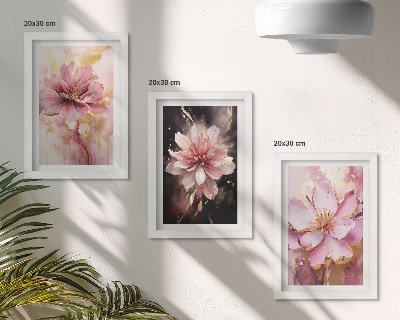 Bilderset mit rahmen Blumenarrangements in Rosa- und Weißtönen