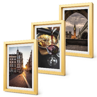 Bilderwand Eine Bilderserie mit einer Stadt, Essen und einer Ansicht von London