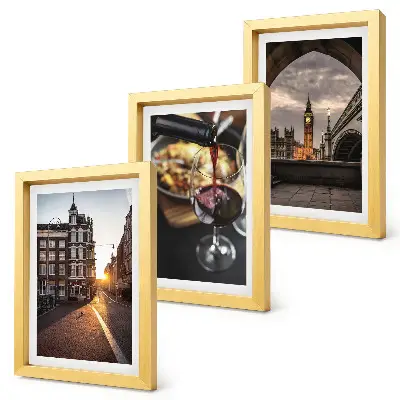 Bilderwand mit einer Stadtansicht, kulinarischen Motiven und dem Stadtbild von London