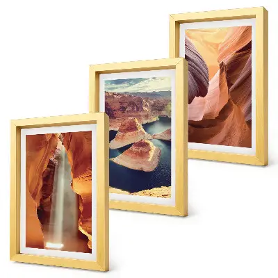 Bilderset mit Rahmen Wasserfall in der Schlucht und Felsformationen im Canyon