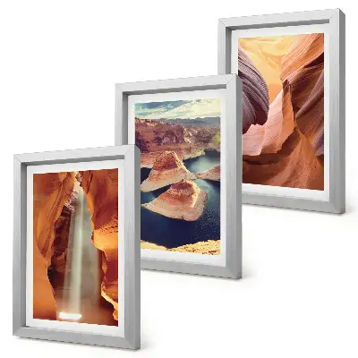 Bilderset mit Rahmen Wasserfall in der Schlucht und Felsformationen im Canyon