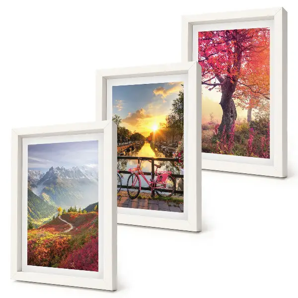Bilderwand Berglandschaften mit Fahrrad und Herbstbaum