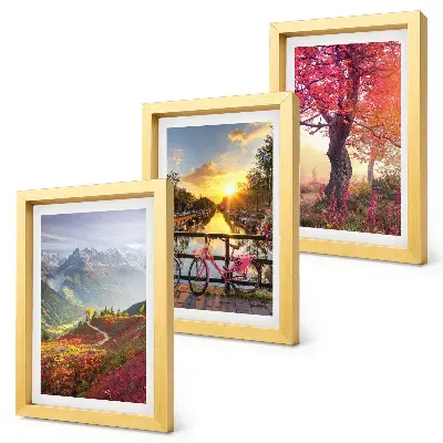 Bilderwand Berglandschaften mit Fahrrad und Herbstbaum
