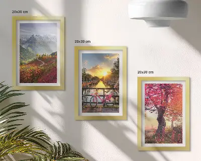 Bilderwand Berglandschaften mit Fahrrad und Herbstbaum