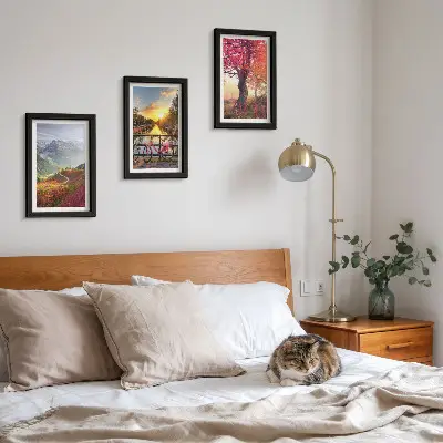 Bilderwand Berglandschaften mit Fahrrad und Herbstbaum