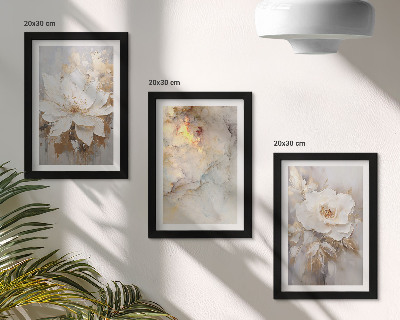 Bilderset mit rahmen Blumen auf hellem Hintergrund mit abstrakten Mustern