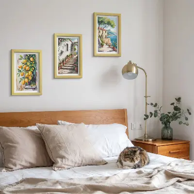 Bilderset mit Rahmen zitronen mit blumen und meerblick