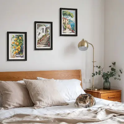 Bilderset mit Rahmen zitronen mit blumen und meerblick