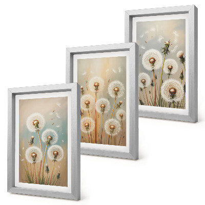 Bilderwand Löwenzahnblüten vor einem Hintergrund aus Pastellfarben