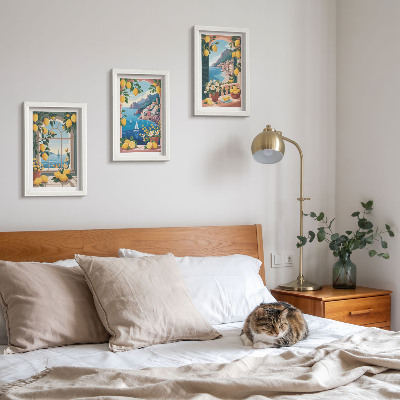 Bilderwand Fenster mit Meerblick und italienischen Zitronen