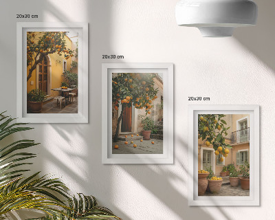 Bilderwand Ein Garten mit Zitrusbäumen in sonniger Lage
